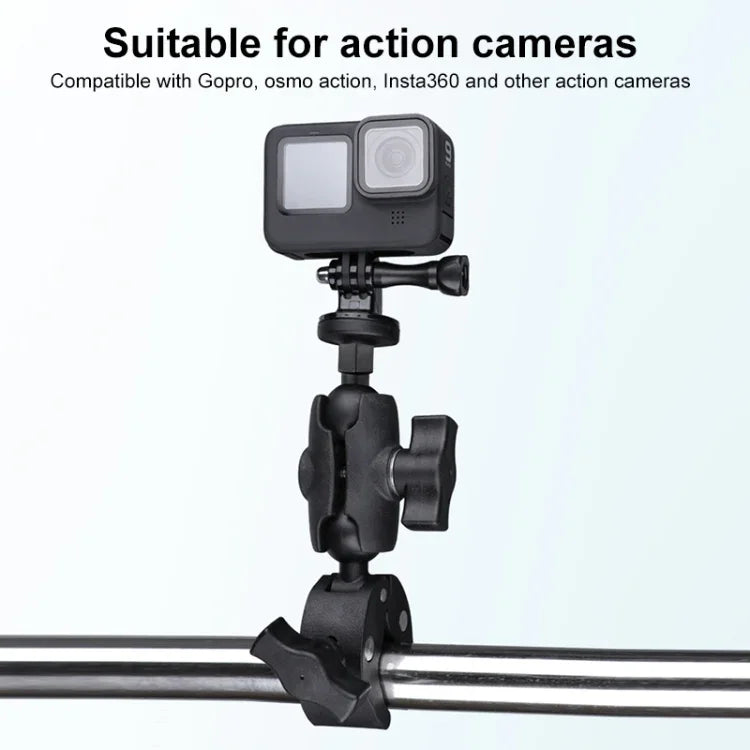 Suporte Ajustável para Câmara de Ação com Rotação 360 para Guiador de Bicicleta ou Motociclo com Presilha para Telemóvel, Versão Standard com Presilha para Telemóvel