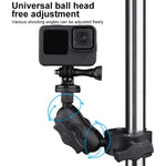 Suporte Ajustável para Câmara de Ação com Rotação 360 para Guiador de Bicicleta ou Motociclo com Presilha para Telemóvel, Versão Standard com Presilha para Telemóvel