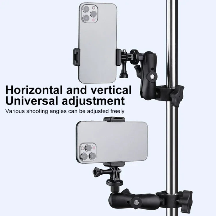 Suporte Ajustável para Câmara de Ação com Rotação 360 para Guiador de Bicicleta ou Motociclo com Presilha para Telemóvel, Versão Standard com Presilha para Telemóvel