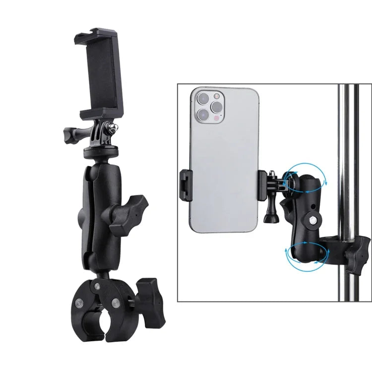 Suporte Base de Alicate Ajustável com Presilha para Telemóvel com Rotação 360, Versão Estendida Suporte Base de Alicate + Presilha para Telemóvel