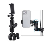 Suporte Base de Alicate Ajustável com Presilha para Telemóvel com Rotação 360, Versão Estendida Suporte Base de Alicate + Presilha para Telemóvel