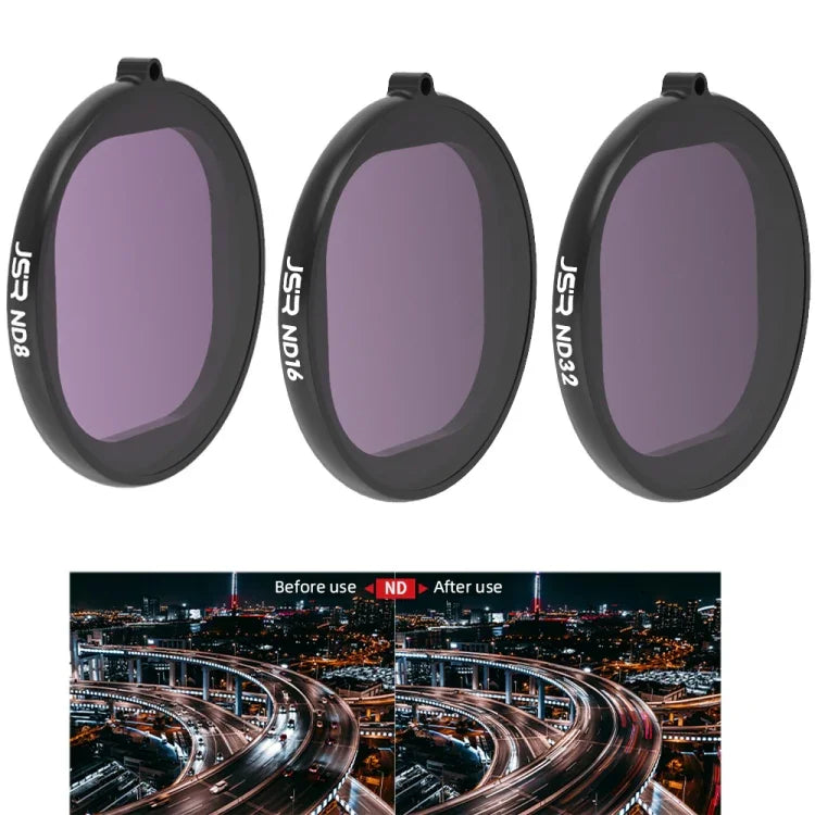 Filtro de Lente 3 em 1 ND8+ND16+ND32 com Corpo Redondo JSR para GoPro HERO8 Black, Lente ND 3 em 1