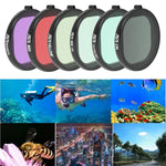 JSR Caixa Redonda Mergulho 6 em 1 Filtro de Lentes UV + CPL + 16X Macro + Vermelho + Amarelo + Roxo para GoPro HERO8 Black, Lente 6 em 1