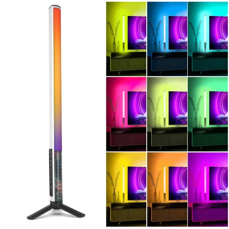 LUXCeO Mood1 Bastão LED RGB Colorido Atmosférico Ritmo 50cm Luz de Preenchimento para Vídeo e Foto com Tripé, 50cm com Tripé