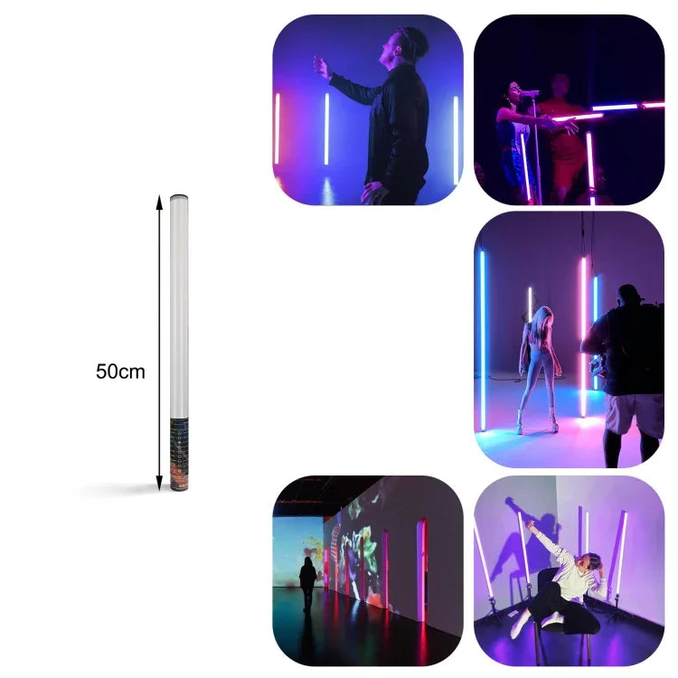 LUXCeO Mood1 Bastão LED RGB Colorido Atmosférico Ritmo 50cm Luz de Preenchimento para Vídeo e Foto com Tripé, 50cm com Tripé