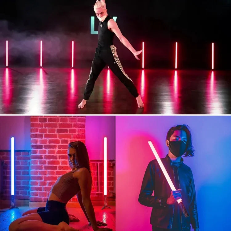 LUXCeO Mood1 Bastão LED RGB Colorido Atmosférico Ritmo 50cm Luz de Preenchimento para Vídeo e Foto com Tripé, 50cm com Tripé