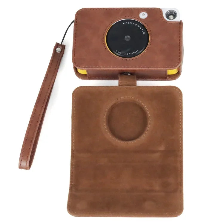 Estojo de Couro PU para Corpo Inteiro com Alça para Câmara Kodak PRINTOMATIC, Para Kodak PRINTOMATIC