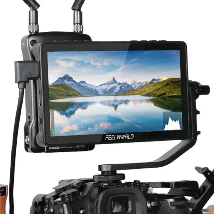 Monitor de Campo para Câmara DSLR FEELWORLD F5 Pro V4 de 6 polegadas com Ecrã Tátil, 3D LUT, Entrada e Saída HDMI 4K, Braço Inclinável, F5 Pro V4