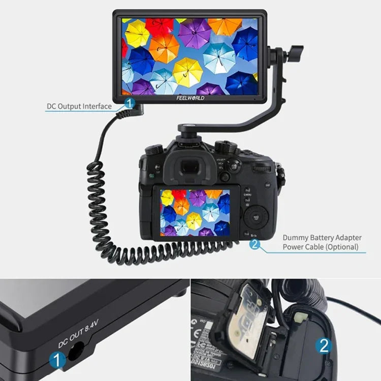 Monitor de Campo para Câmara DSLR FEELWORLD FW568 V3 de 6 polegadas com 3D LUT, IPS Full HD 1920 x 1152, Suporta Entrada e Saída HDMI, Braço Inclinável