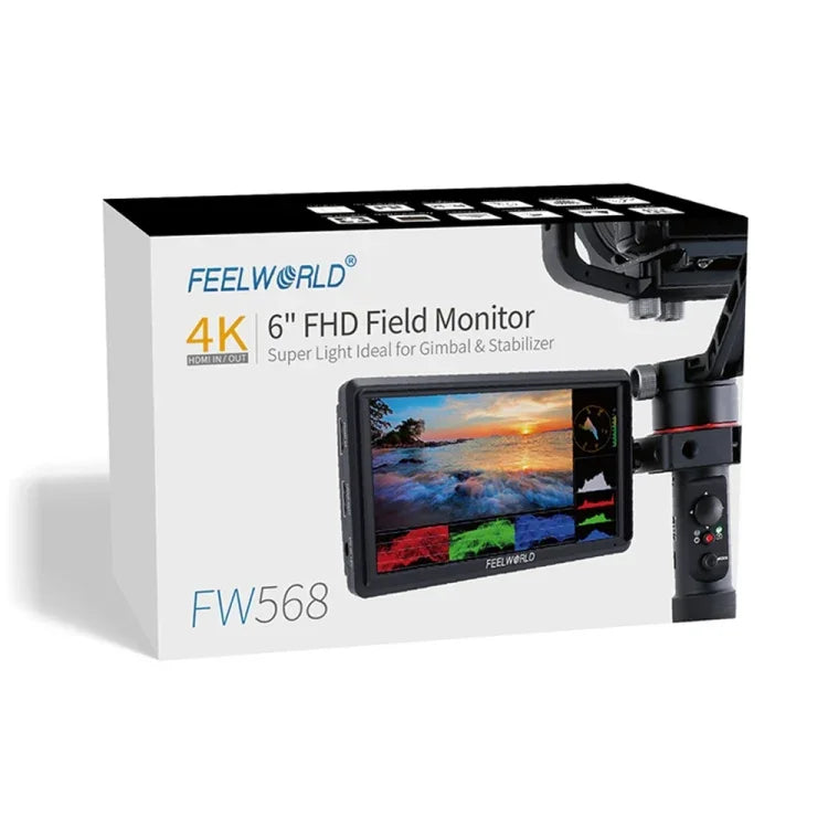 Monitor de Campo para Câmara DSLR FEELWORLD FW568 V3 de 6 polegadas com 3D LUT, IPS Full HD 1920 x 1152, Suporta Entrada e Saída HDMI, Braço Inclinável