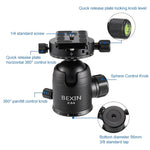 Tripé Portátil Dobrável em Fibra de Carbono para Câmara BEXIN RC294 com Cabeça de Esfera Panorâmica K44, RC294+K44