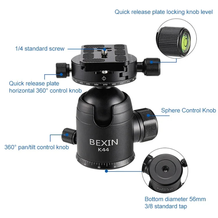 Tripé Portátil Dobrável de Fibra de Carbono para Câmara BEXIN RC334, RC334