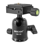 Cabeça de Bola Metálica Panorâmica com Rotação de 360 Graus BEIXIN QB-30 com Placa de Libertação Rápida, QB-30