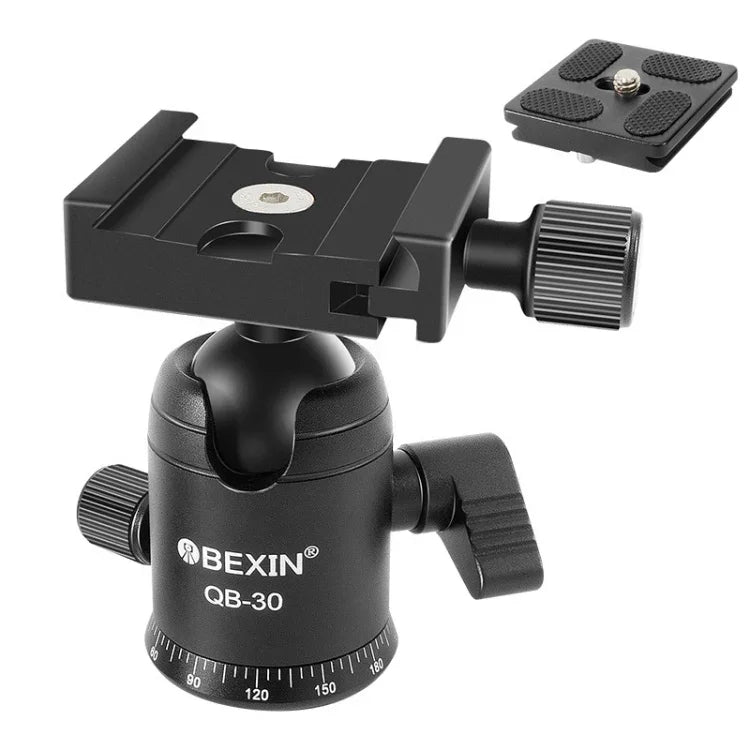 Cabeça de Bola Metálica Panorâmica com Rotação de 360 Graus BEIXIN QB-30 com Placa de Libertação Rápida, QB-30
