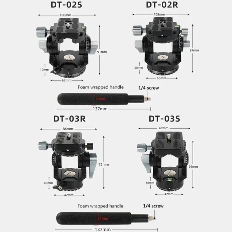 Cabeça de Arrasto Fluida de Ação para Tripé Pesado Panorâmico 2D 360 Graus BEXIN DT-02S/S com Placa de Libertação Rápida, DT-02S/S