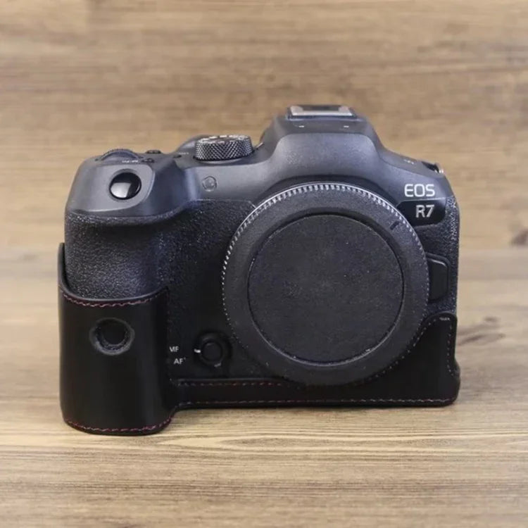 Base de Meia Capa em Pele PU com Rosca de 1/4 polegadas para Canon EOS R7, Para Canon EOS R7