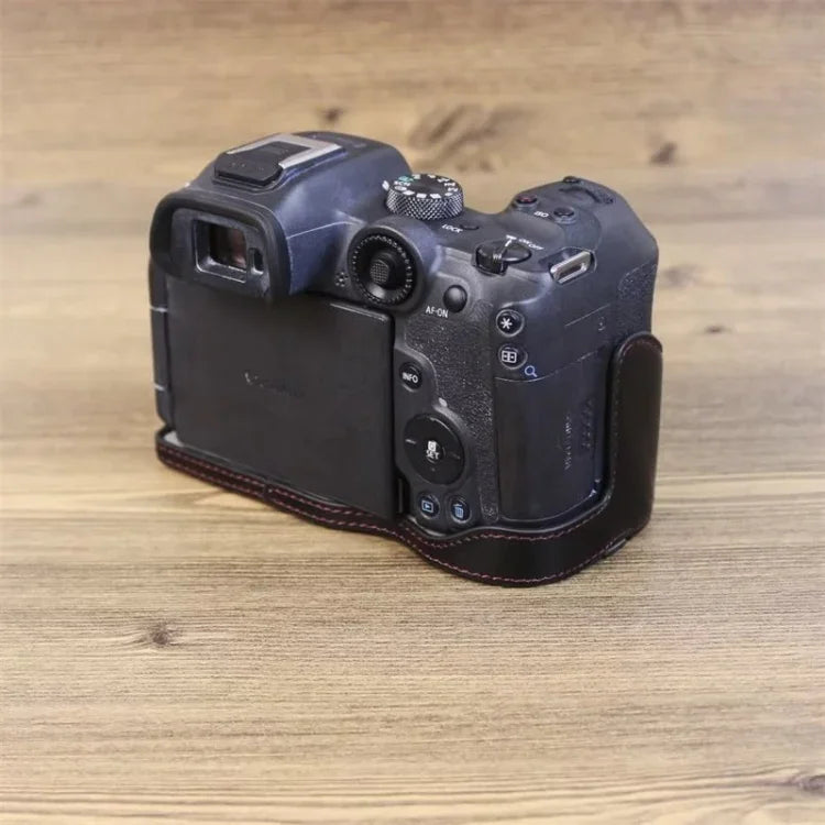 Base de Meia Capa em Pele PU com Rosca de 1/4 polegadas para Canon EOS R7, Para Canon EOS R7