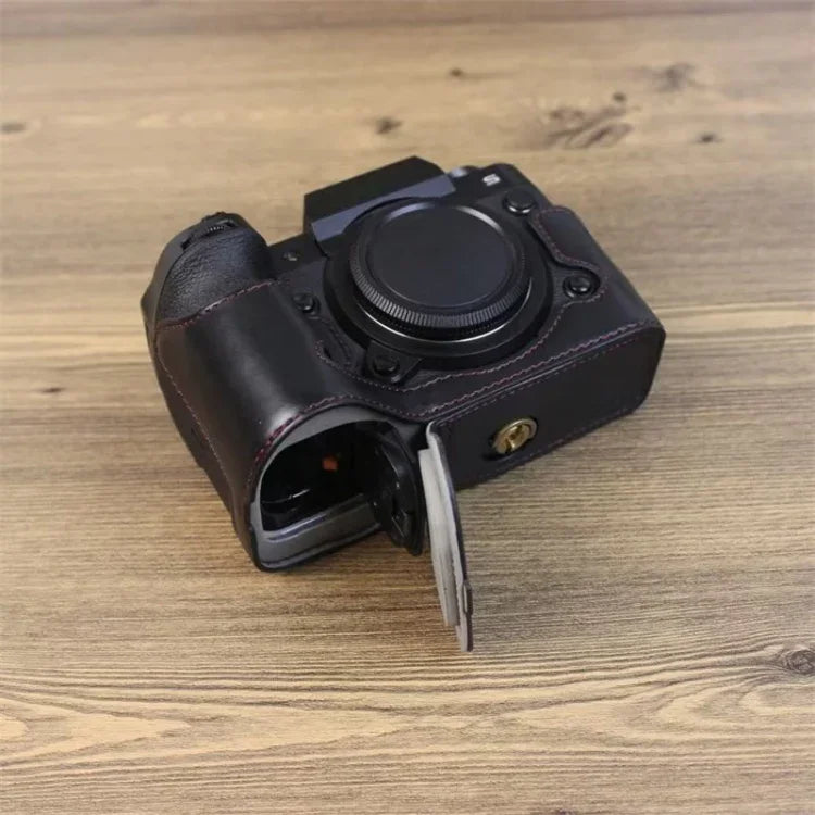 Base de Capa Metade para Câmara em Pele PU com Rosca de 1/4 polegadas para Fujifilm XH2S, Para Fujifilm XH2S