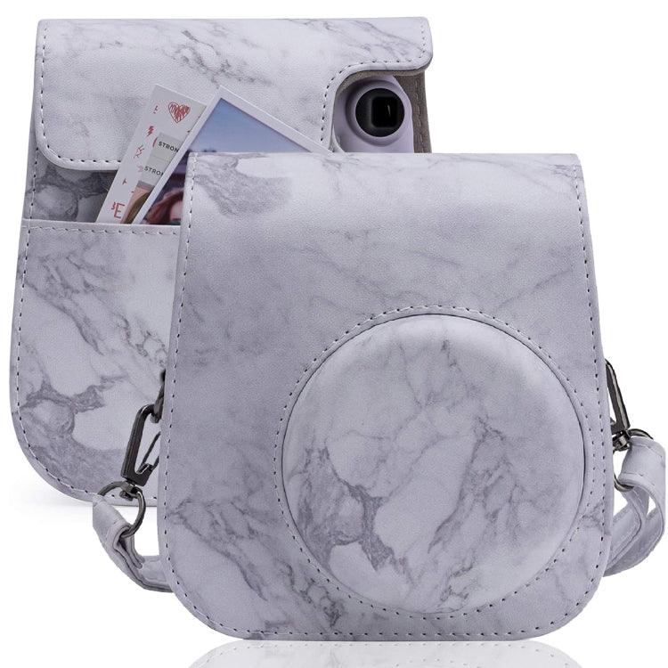 Estojo de Couro Integral Mármore para FUJIFILM instax mini 11 / 9 / 8 com Alça