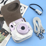Estojo de Couro Integral Mármore para FUJIFILM instax mini 11 / 9 / 8 com Alça
