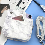 Estojo de Couro Integral Mármore para FUJIFILM instax mini 11 / 9 / 8 com Alça