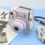 Estojo de Couro Integral Mármore para FUJIFILM instax mini 11 / 9 / 8 com Alça