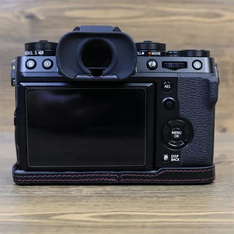 Base de Capa Metade de Câmara em Pele PU com Rosca de 1/4 polegada para FUJIFILM X-T5, Para FUJIFILM X-T5