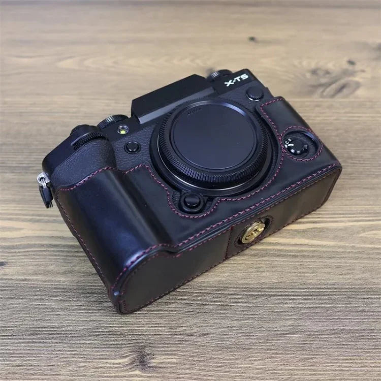Base de Capa Metade de Câmara em Pele PU com Rosca de 1/4 polegada para FUJIFILM X-T5, Para FUJIFILM X-T5