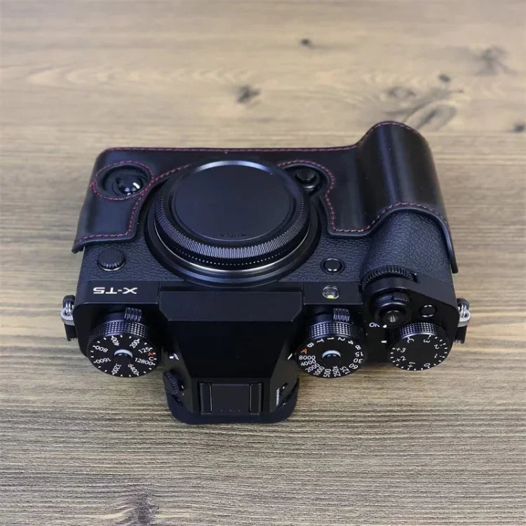 Base de Capa Metade de Câmara em Pele PU com Rosca de 1/4 polegada para FUJIFILM X-T5, Para FUJIFILM X-T5