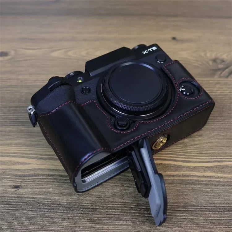 Base de Capa Metade de Câmara em Pele PU com Rosca de 1/4 polegada para FUJIFILM X-T5, Para FUJIFILM X-T5