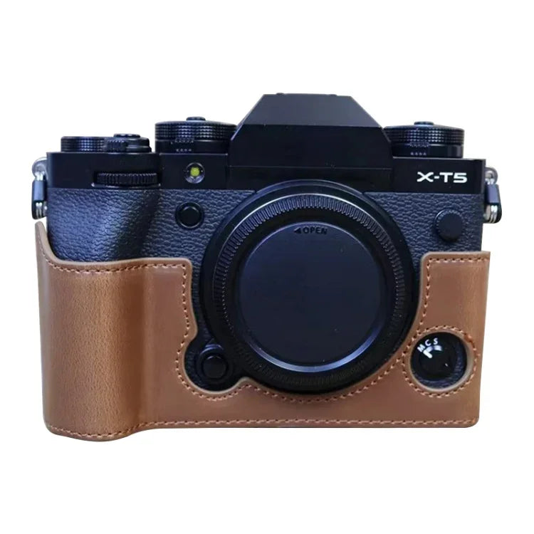 Base de Capa Metade de Câmara em Pele PU com Rosca de 1/4 polegada para FUJIFILM X-T5, Para FUJIFILM X-T5