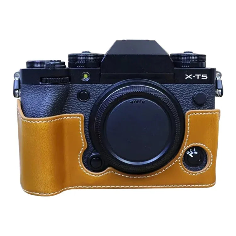Base de Capa Metade de Câmara em Pele PU com Rosca de 1/4 polegada para FUJIFILM X-T5, Para FUJIFILM X-T5