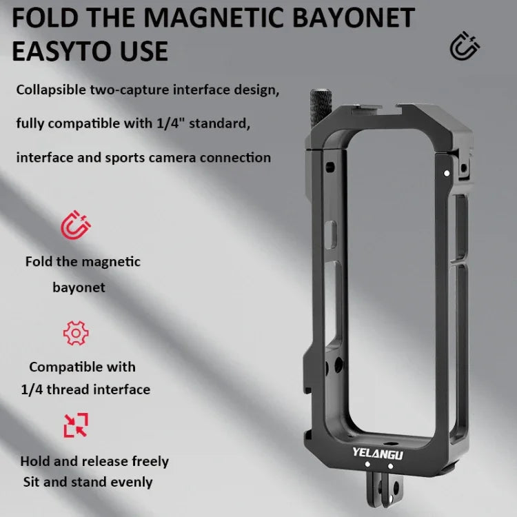 Estojo de Estrutura Alargada em Metal para Insta360 X3 YELANGU LW-ONE X3, LW-ONE X3