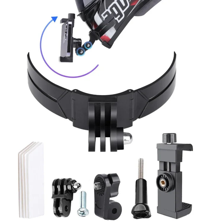 Kit Dobrável de Montagem para Câmara de Ação com Suporte para Telemóvel, Fivela J-Hook, Suporte Giratório para Telemóvel e Adaptador, Montagem Dobrável e Flexível
