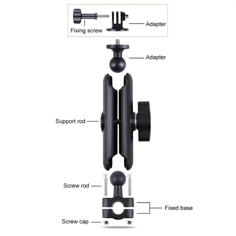 Suporte de Fixação para Guiador de Banco Frontal de Carro com Cabeça de Esfera 21mm com Adaptador para Tripé e Parafuso para GoPro, Insta360, DJI e Outras Câmaras de Ação, 21mm 16.3cm