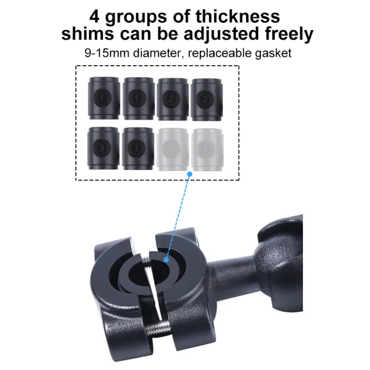 Suporte Fixador de Guiador para Banco Frontal de Carro com Cabeça de Bola 25mm, Adaptador de Tripé & Parafuso para GoPro, Insta360, DJI e Outras Câmaras de Ação, 25mm 22cm