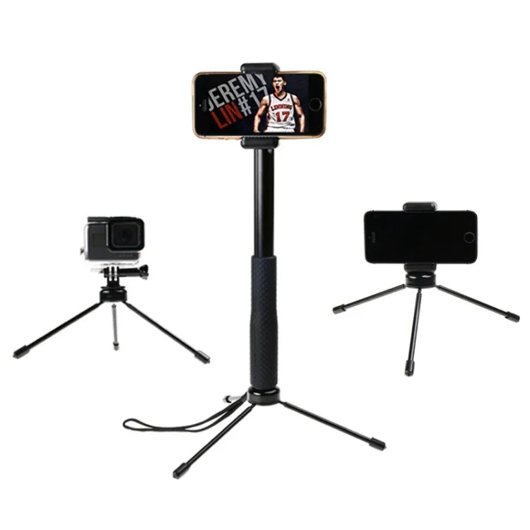 Suporte de Tripé Dobrável com Empunhadura 30-93cm Multi-funcional Selfie Stick Monopé para GoPro, Insta360, DJI e Outras Câmaras de Ação, Telemóveis, Comprimento: 30-93cm