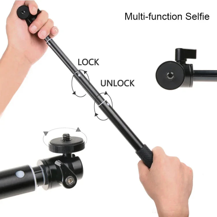 Suporte de Tripé Dobrável com Empunhadura 30-93cm Multi-funcional Selfie Stick Monopé para GoPro, Insta360, DJI e Outras Câmaras de Ação, Telemóveis, Comprimento: 30-93cm