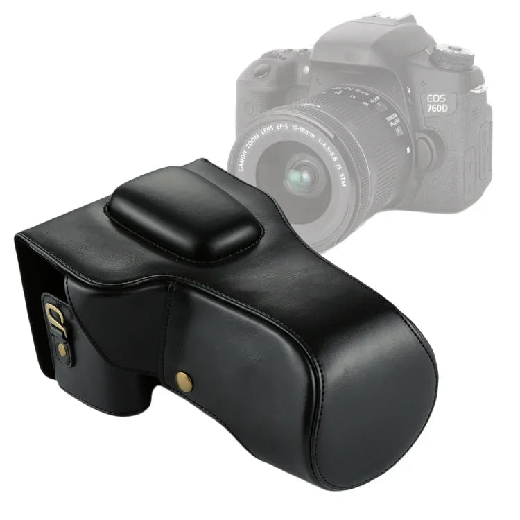 Estojo de Couro PU para Câmara Corpo Inteiro para Canon EOS 760D / 750D (Lente 18-135mm), Para EOS 760D