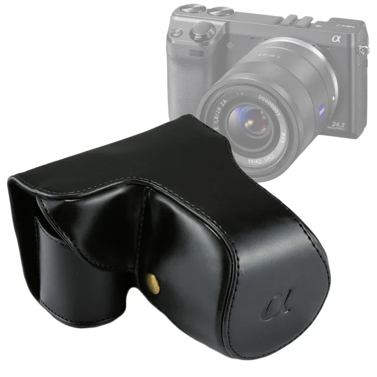 Bolsa de Câmera em Pele PU com Alça para Sony NEX 7 / F3 (Objetiva 18-55mm), Para Sony NEX 7 / F3, Para Sony NEX 7