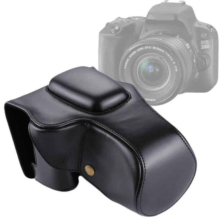 Bolsa de Couro PU para Câmara Corpo Inteiro para Canon EOS 200D (Lente 18-55mm), Para EOS 200D
