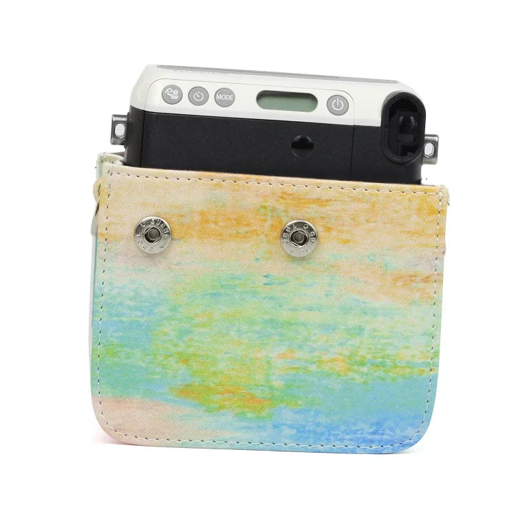 Bolsa Protetora para Câmara em Pele PU com Padrão de Pintura a Óleo Arco-íris para Câmara FUJIFILM Instax Mini70, Pintura a Óleo Arco-íris