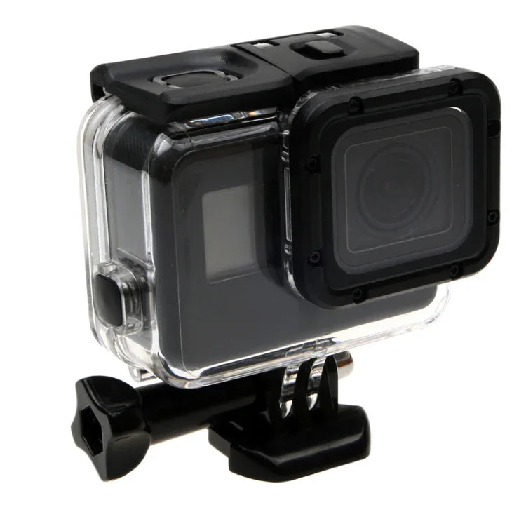 Para GoPro HERO6 /5 Caixa Protetora Subaquática 30m + Tampa Traseira Oca com Fivela Suporte Básico & Parafuso, Sem Necessidade de Desmontar a Objetiva (GP413), Caixa Protetora + Tampa Traseira