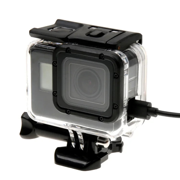 Caixa Protetora Esqueleto para GoPro HERO6 /5 + Tampa Traseira Oca com Fecho Montagem Básica & Parafuso, Sem Necessidade de Desmontar a Lente, Tampa Traseira Oca