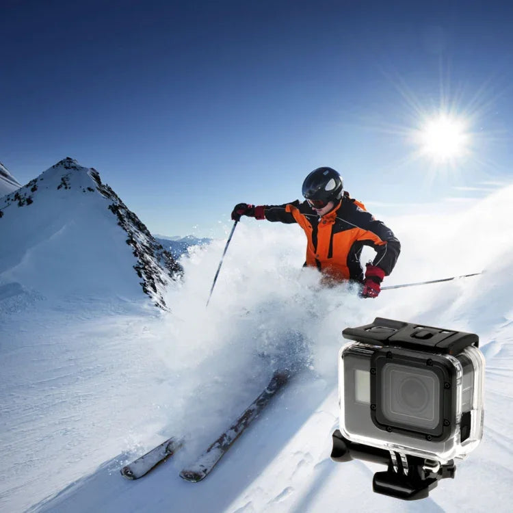 Caixa Protetora Esqueleto para GoPro HERO6 /5 + Tampa Traseira Oca com Fecho Montagem Básica & Parafuso, Sem Necessidade de Desmontar a Lente, Tampa Traseira Oca