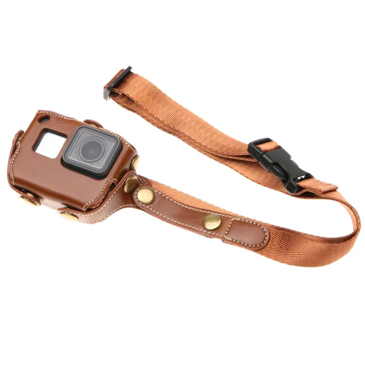 Para GoPro HERO7 Black /6 /5 Estojo em Pele PU com Correia de Pescoço & Botões, Pele PU (Castanho), Pele PU (Café), Pele PU (Preto)