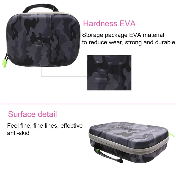 Estojo Portátil Impermeável e Amortecedor EVA com Padrão Camuflado para Acessórios de Câmaras de Ação GoPro, Insta360, DJI e Outras, Tamanho: 27cm x 19cm x 7cm
