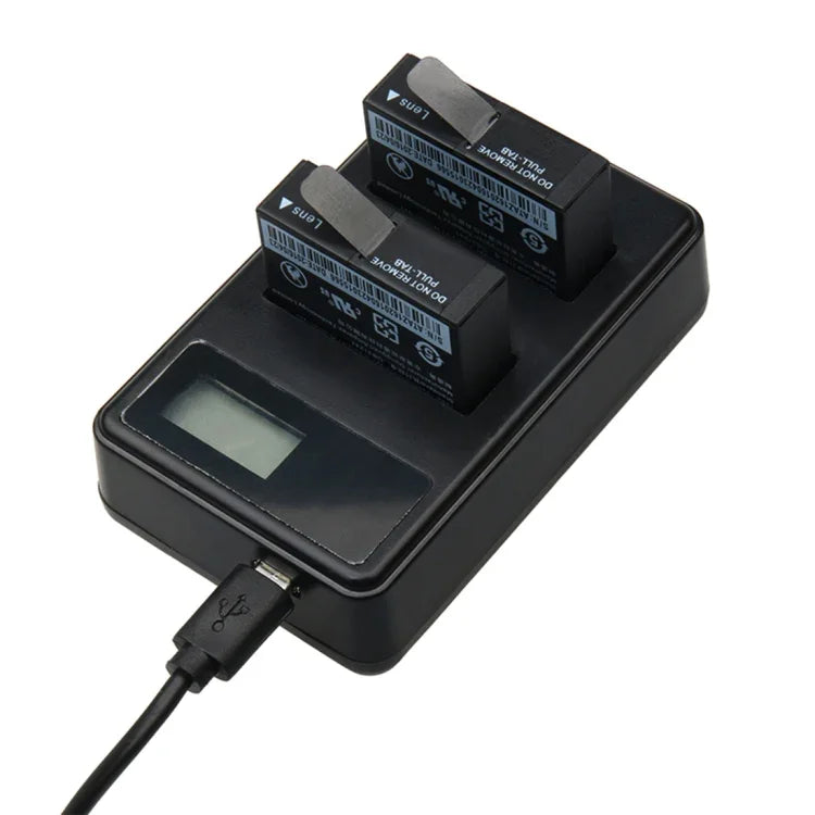 Carregador de Baterias Duplo com Ecrã LCD e Cabo USB para Câmara Desportiva Xiaoyi 4K, Mostra Capacidade de Carregamento (XM47), Carregador de Baterias com Ecrã LCD