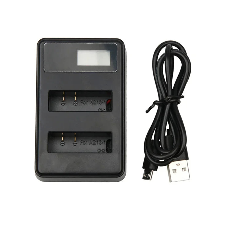 Carregador de Baterias Duplo com Ecrã LCD e Cabo USB para Câmara Desportiva Xiaoyi 4K, Mostra Capacidade de Carregamento (XM47), Carregador de Baterias com Ecrã LCD