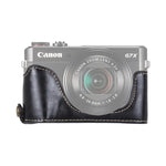 Base de meia capa para câmara em pele PU com rosca de 1/4 polegada para Canon G7 X Mark II, Para Canon G7X2